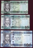 LOT SET 3 bancnote South Sudan 1 10 100 Pounds 2011 2016 2019 fauna UNC necirculate **