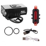 Cumpara ieftin Set stop si far pentru bicicleta, 2xCREE LED T6, 6/7 moduri iluminare, aluminiu si ABS, incarcare USB, 6.5x4x5 cm, Trizand, Isotrade