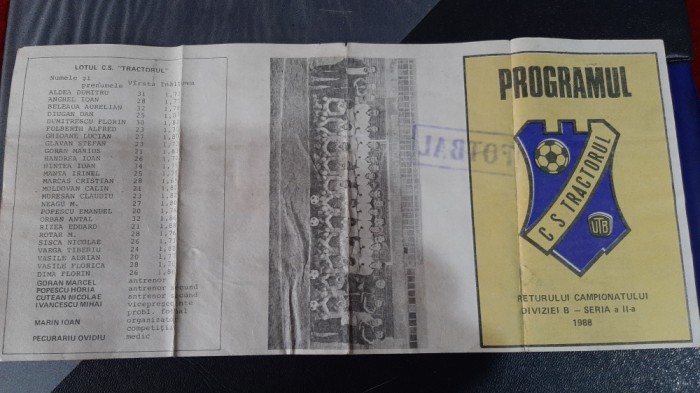 program retur 1987-1988 Tractorul Brasov