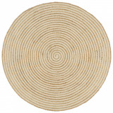 VidaXL Covor lucrat manual cu model spiralat, alb, 90 cm, iută