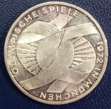 (A1036) MONEDA DIN ARGINT GERMANIA - 10 MARK 1972, LIT. F, OLIMPIADA DE LA MUNCHEN, Europa
