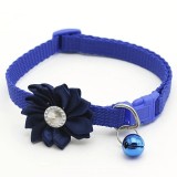Zgarda ajustabila cu floare, pentru caini si pisici, 22-33cm/10mm, Albastru, Ropet