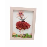 Aranjament floral personalizabil in rama, Eventissimi, licheni stabilizati si plante naturale uscate, balerina, 22,5 cm x 17,5 cm