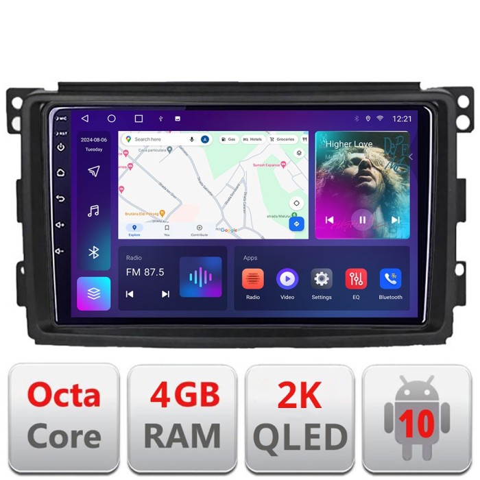 Navigatie Smart 2005-2010 C-SMART05 Android Octa Core Ecran 2K QLED GPS 4G 4+32GB 360 KIT-smart05+EDT-E409-2K CarStore Technology