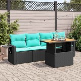 vidaXL Set mobilier de grădină cu perne, 5 piese, negru, poliratan 3327095