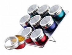 Set depozitare condimente magnetice, inox, 10 piese, Rainstahl, multicolor foto