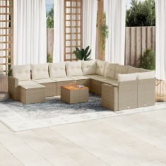 vidaXL Set canapele de grădină cu perne, 12 piese, bej, poliratan 3224420