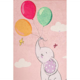 Covor antiderapant pentru copii Balloons Pink 100x150 cm, Chilai Home
