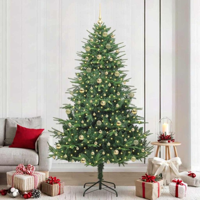 vidaXL Brad de Crăciun artificial pre-luminat cu set de bile Verde 3395370