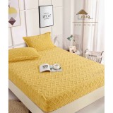 Cumpara ieftin Husa De Pat Tricot Cu Elastic + 2 Fete De Perna Pentru Pat Dublu, Galben - JO966