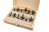 Set 12 Freze Lemn Tolsen, Diverse Dimensiuni si Forme, Shank 1/4, Cutie Depozitare