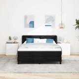 Cumpara ieftin Pat cu arcuri cu headboard Negru 160 x 200 cm tesatura