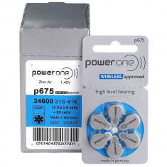 Baterii PowerOne 675 PR44 Zinc-Aer 1.45V Pentru Aparate Auditive Set 60 Baterii foto