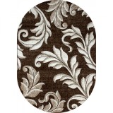 Covor Oval Model Luna 1833-12, Marime 60 x 110 cm, Maro, Inaltime Fir 6 mm, Antialergic, Polipropilena, Living, Dormitor, Sufragerie, Birou