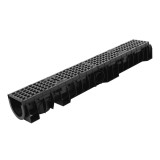 Rigola plastic Mufle Skip PE-HD, carosabila, exterioara, pentru scurgere apa pluviala, cu gratar fonta si barete, C250, 1000 x 1