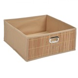 Cutie Depozitare Bambus, Manere Metalice, Culoare Naturala, Dimensiuni 31x31x15cm