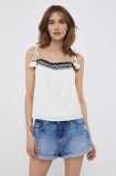 Pepe Jeans top din bumbac Beni culoarea alb