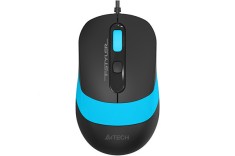 MOUSE A4tech, PC sau NB, cu fir, USB, optic, 1600 dpi, butoane/scroll 4/1, buton selectare viteza, negru / albastru, &quot;FM10 Blue&quot; (timbru verde 0.18 le