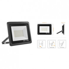 Proiector LED slim 50w/6400k/negru