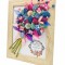 Tablou cu buchet flori in rama din licheni, frunze fosilizate si plante naturale criogenate si uscate, Eventissimi, Personalizabil, Multicolor predomi