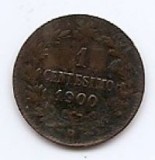 Italia 1 Centesimo 1900 - Umberto I, Cupru, 15 mm KM-29, Europa, Cupru (arama)