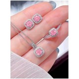 Cumpara ieftin Set Moon, Colier, Cercei si Inel, Roz si Argintiu - 223226