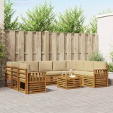 vidaXL Seturi de canapele 10 pcs Natural și Bej Lemn Solid de Acacia 3375513