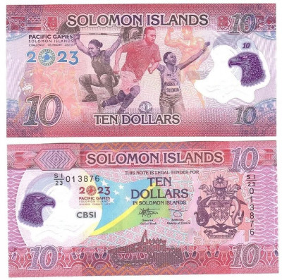 Solomon Islands 2023 - 10 dollars, Pacific Games, UNC foto