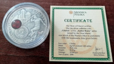 NIUE - 1 Dolar 2008 - Gdansk - Argint + Chihlimbar - in capsula +certificat foto
