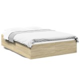 VidaXL Cadru de pat, stejar sonoma, 120x200 cm, lemn prelucrat