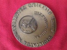 Medalie superba Societatea Numsmatica Romana 1903 -1973 .Verso Sectiunile Societatii Romane de Numismatica