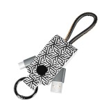CABLU alimentare si date LOGILINK, pt. smartphone, USB 2.0 (T) la USB 2.0 Type-C (T), 0.22m, cu breloc, din piele, negru/ alb, &quot;CU0164&quot; (timbru verde
