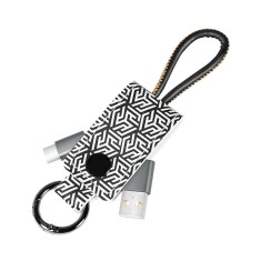 CABLU alimentare si date LOGILINK, pt. smartphone, USB 2.0 (T) la USB 2.0 Type-C (T), 0.22m, cu breloc, din piele, negru/ alb, &amp;quot;CU0164&amp;quot; (timbru verde foto