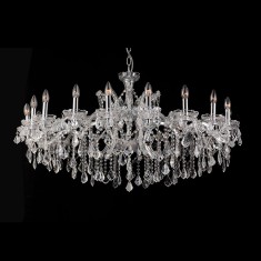 Candelabru metal argintiu sticla transparenta 120x64 cm
