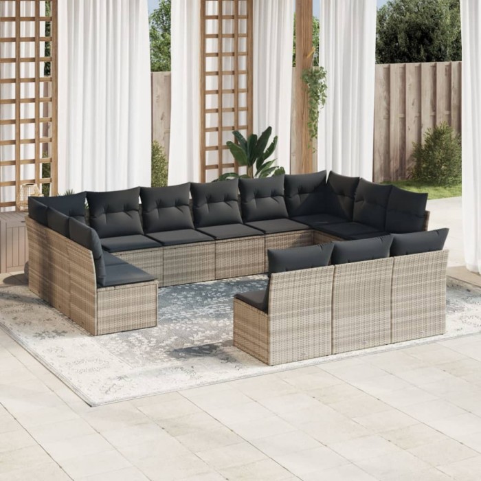 Gossi set canapele de gradina cu perne, 13piese gri deschis poliratan