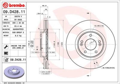 BREMBO 09.D428.11 PRIME LINE - UV Coated Disc frana foto