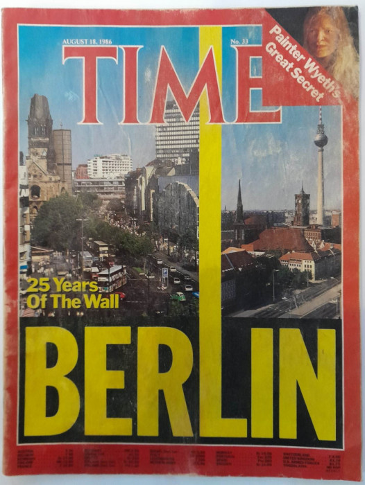 1986 TIME MAGAZINE 25 ani de la constructia Zidului Berlinului comunism politica