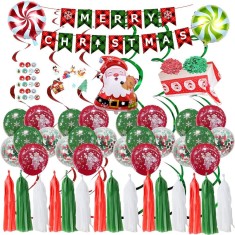 Set decoratiuni pentru Craciun Kafei, folie/latex, multicolor, 40 piese