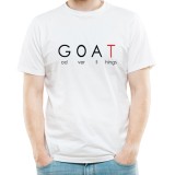 Tricou FaithWear Alb Religios cu Semnul GOAT, din Bumbac Premium, L