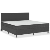 Cumpara ieftin Pat continental, gri inchis, 200x200 cm, material textil