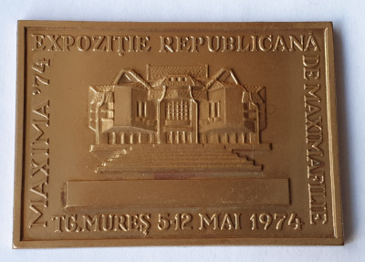 Tg. Mures expozitia republicana de maximafilie 1974 - medalie rara foto