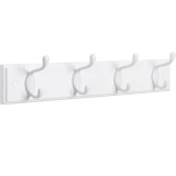 SONGMICS Cuier perete cu 4 carlige duble metalice, MDF, montaj pe perete, 40x8 cm, alb Household NewTrend
