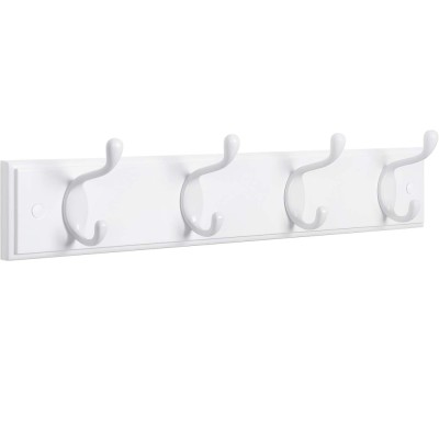 SONGMICS Cuier perete cu 4 carlige duble metalice, MDF, montaj pe perete, 40x8 cm, alb Household NewTrend foto