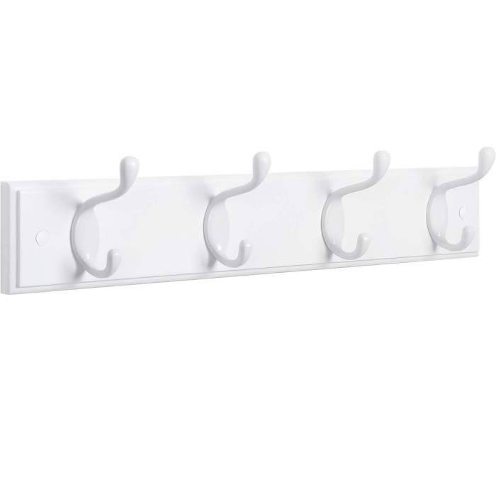 SONGMICS Cuier perete cu 4 carlige duble metalice, MDF, montaj pe perete, 40x8 cm, alb Household NewTrend
