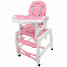 Scaun Pentru Hranire 3 in 1, cu Functie de Balansoar, joaca, scaun cu masa, Ecotoys, HC-223, Pink