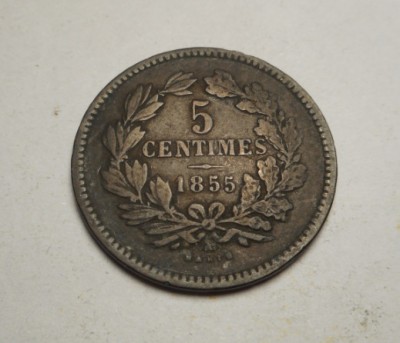 Luxemburg 5 Centimes 1855 foto
