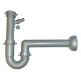 Sifon chiuveta bucatarie, Pyramis 521055801, pentru chiuveta cu 1 cuva, cu orificiu pentru masina de spalat, plastic, gri