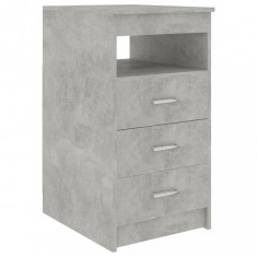 Dulap cu sertare, gri beton, 40x50x76 cm, lemn compozit