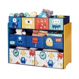 Organizator pentru jucarii pentru copii etajera sectiune cu 9 cutii textile pentru depozitare - MONSTER