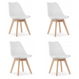Set 4 scaune bucatarie/living, Artool, Mark, PP, lemn, alb, 49x43x82 cm